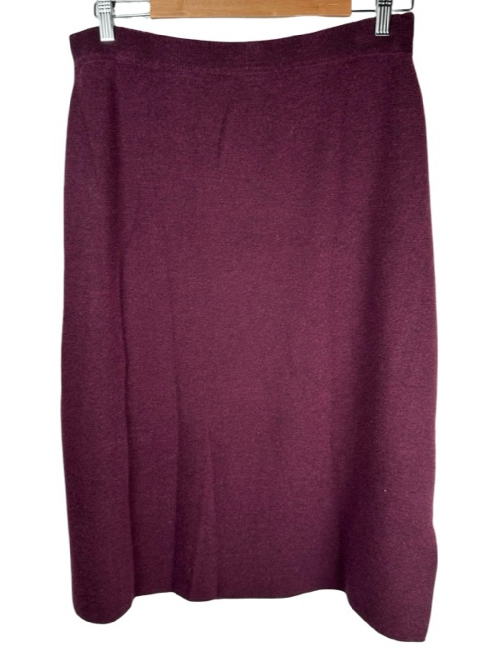 Valerie Stevens Burgundy 100% Merino Wool High Waist Knee Length Pencil Skirt 1X